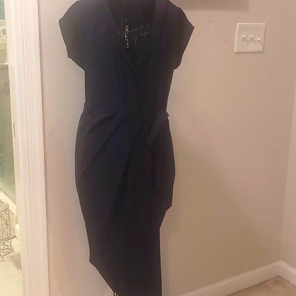 New Navy Stretchy Wrap Midi Dress US10